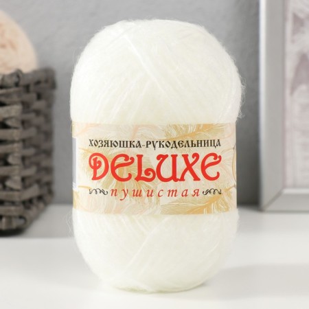Knitting yarn "Deluxe" 100% polypropylene 140m/50g set 2 pcs - white-1