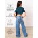 TOP for girls with short sleeves, height 128 cm, azure-blue color
