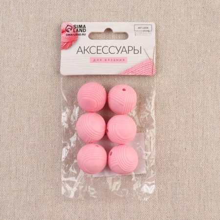 A set of stitches for knitting needles "Block", d = 2 cm, 6 pcs, pink color-1
