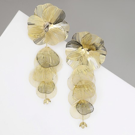 Earrings hanging "flower" catlaya, color gold, 10cm
