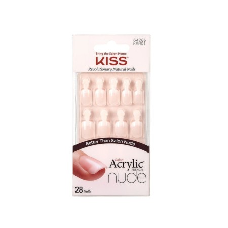 A set of overhead nails with glue kiss kan01pl "impeccable nude", short length, 28 pcs