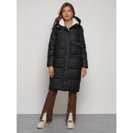 Coat insulated winter female, size 40, black color-8
