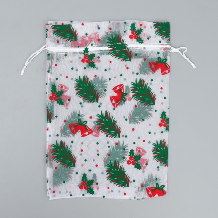 Bag gift organza "Christmas trees", 16 x 24 cm +/- 1.5 cm, new year-5