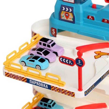 Parking "City", with an elevator, 5 levels, 8 cars, light and sound effects-12