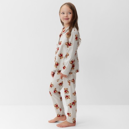 Новый год. Пижама детская (рубашка и брюки) KAFTAN "Мишка в шарфе" р.28 (86-92)-2