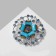 Brooch "Flower" with large leaves, the color is blue-golden in silver