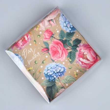 Cookie box, confectionery packaging with PVC lid, “for you”, 10.5 x 10.5 x 3 cm-2