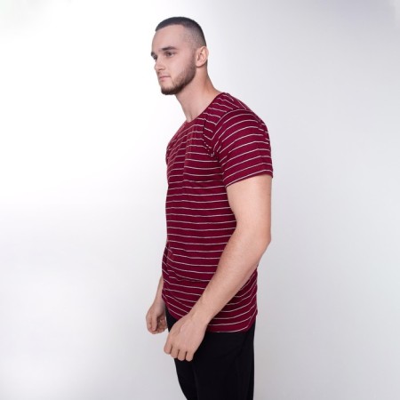 Striped male T -shirt, burgundy color, size 50-2