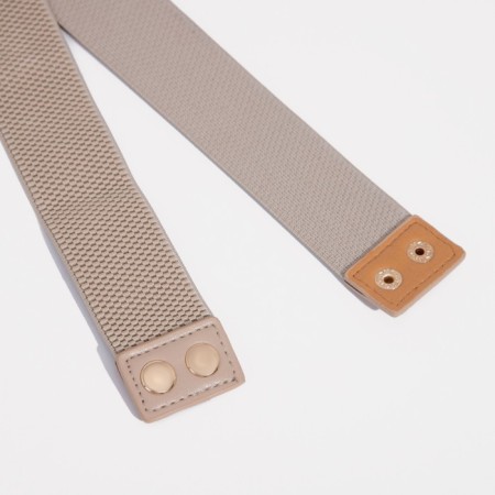 Women's belt, width 3.7 cm, metal buckle, beige color-2