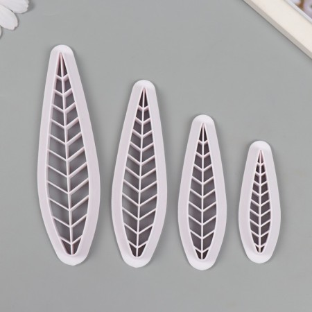 Cutters for polymer clay "leaflets" set 4 pcs 6x1.2 cm 8x1.6 cm 10x2.1 cm 12x2.5 cm
