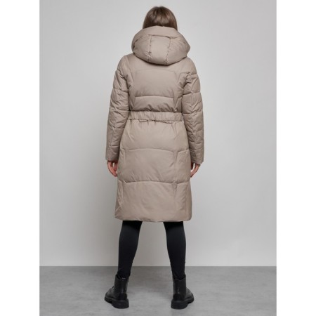 Coat insulated winter female, size 44, color light brown-3