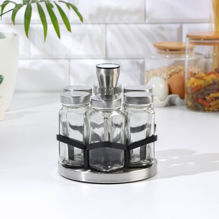 Set for glass spices on the stand "Classic", 6 pcs