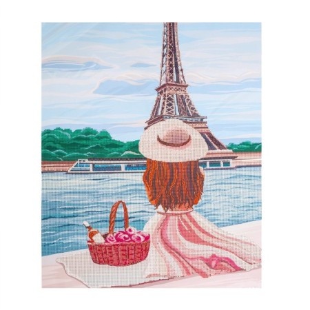 Diamond mosaic with partial filling on the canvas "Girl on the shore", 50 x 60 cm-2
