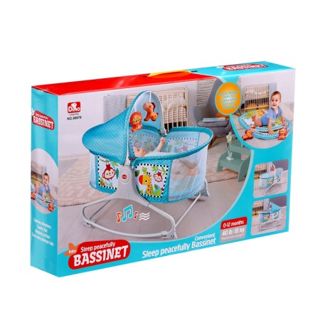 Musical cradle for newborns, blue color-12