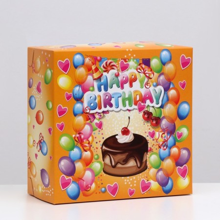 Cake box "Happy Birthday", 24 x 24 x 12 cm, 1.5 kg-1