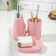 Set: dispenser, glass, soap dish "pink"