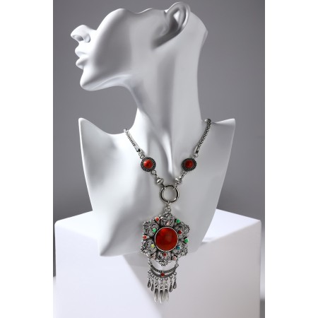 Set 2 objects: earrings, necklace "India", color in black silver, 32 cm-2