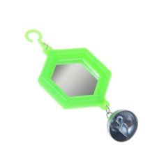 Bird toy mirror with a metal bell No. 2 Mix flowers
