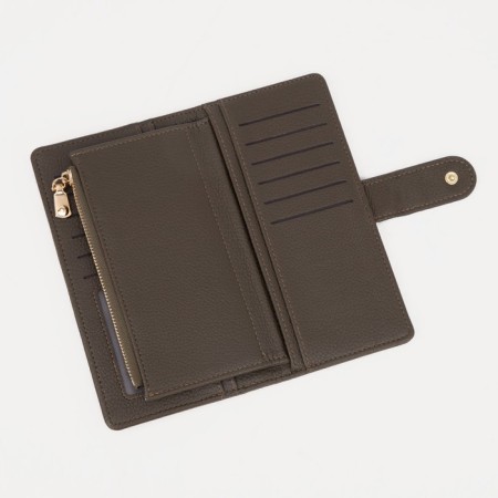Women's wallet on the button, khaki color-3