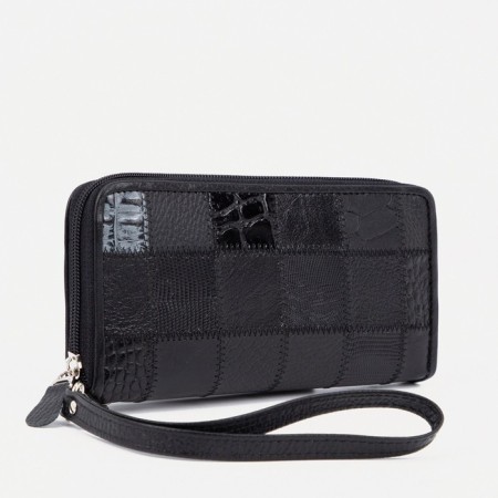 Women's wallet on a zipper, with a pen, with a pen, black color
