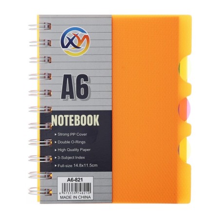 Notepad on the crest A6, 100 sheets, line, plastic cover, with neon divisors, mix-1