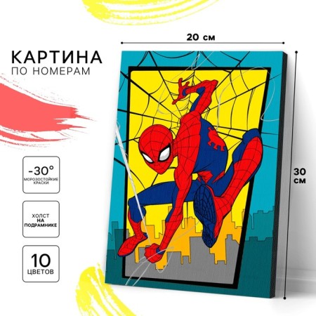 Picture on numbers for children, 20x30 cm, Spider-Man