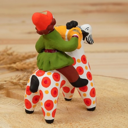 Dymkovo toy "A man on a goat" 8 × 6 × 11 cm,-2