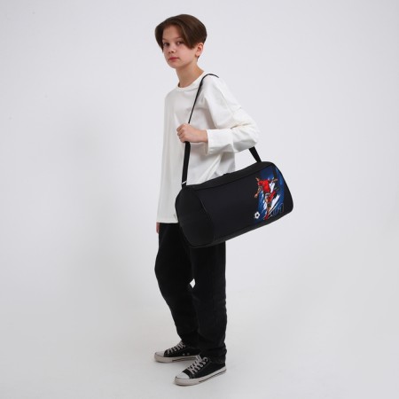 Children's sports bag for the boy "Football" with lightning, external pocket, black-6