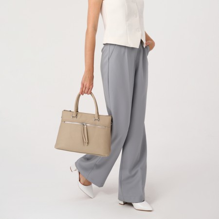 Luggage bag on lightning, 2 outer pockets, beige color-9