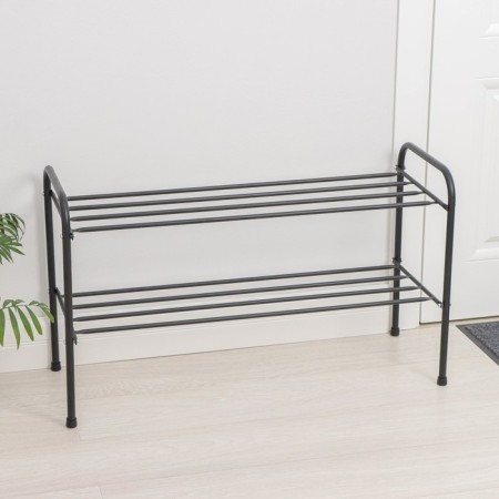 Shoe stand, 2 tiers, 82.5 × 32 × 48.5 cm, black color-1