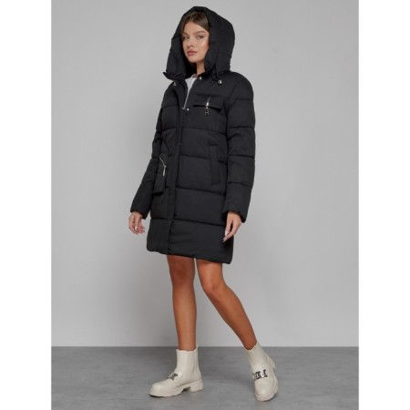 Coat insulated winter female, size 50, black color-6
