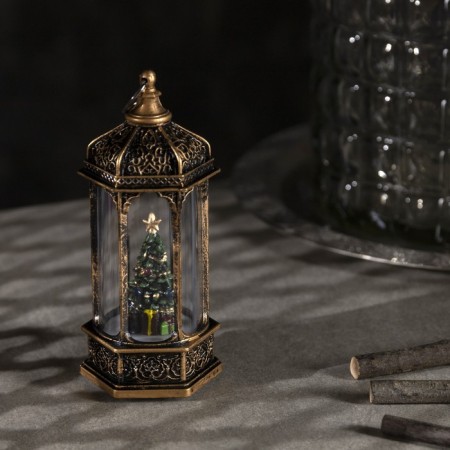LED figure "Christmas tree in the rotunda" 6.3 × 14 × 6.3 cm, plastic, sparkles, batteries AG13x3, glow warm white-2