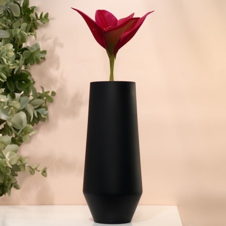 Black glass flower vase of black glass 32 x 14 x 14 cm