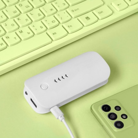 External battery Luazon PB-18, 3600 mAh, USB, 1 A, charging indicator, white