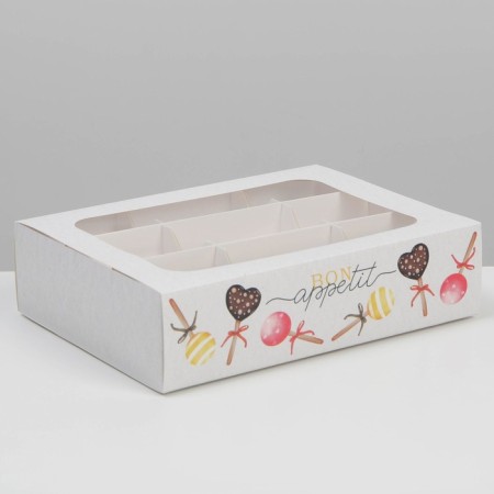 Box of 9 sweets, confectionery packaging "Bon Appetit", 15.2 x 20 x 5 cm-1