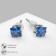 Earrings with rhinestones "Pusets" radiance, square, d = 0.4, blue color in silver