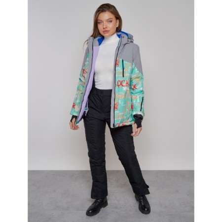 Ski jacket female winter, size 46, turquoise color-10