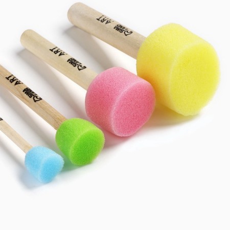 Drawing brush sponge set 4 pieces, colored "cats-artists"-2