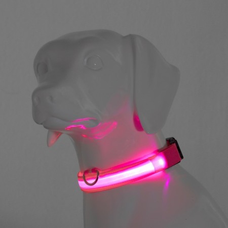 Collar with backlight size M, Osh 40-48 x 2.5 cm, 3 glow modes Pink-1