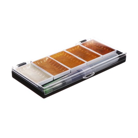 Watercolor paints, pearl, + brush, in a plastic box, 5 colors-2