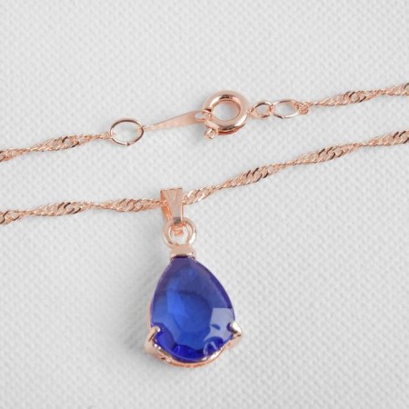 Set 3 objects: earrings, pendant, ring dimensionless "Edel" drop, blue color in gold, 45 cm-5