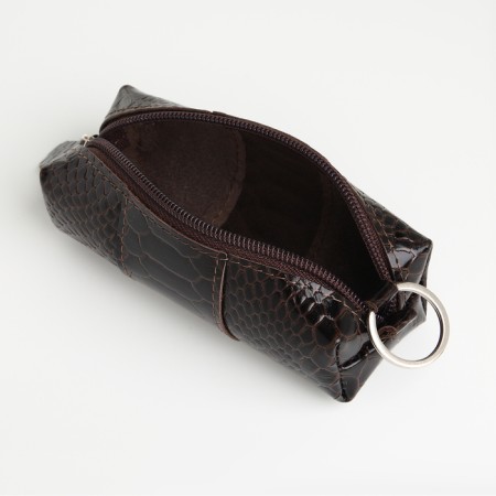 Pocket Key with lightning, textura, length 12.5 cm, ring, brown color-2