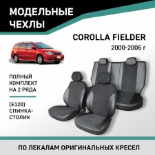 Toyota Corolla Fielder (E120), 2000-2006, backstone, eco-leather black/Black-shaped.