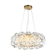 Suspended Indigo lamp, 12007/6p Gold. 6x40W, E14, 600x600x255/1500 mm, transparent color