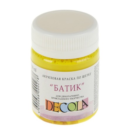 Silk paint "Batta", a bank 50 ml, ZHK Decola, lemon 4428214 (water -based acrylic)