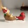 Polystone souvenir "Bunny in a basket and red bird" 13x6x8 cm