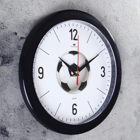 Watch wall, interior "football", d-23 cm, silent, black body-1