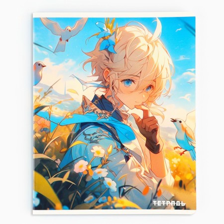 A notebook in a cage, 48 sheets A5 on a paper clip 5 pcs., Inner block No. 1 Mix “September 1: Anime Guys” Twin Lac, Uf Lac-5