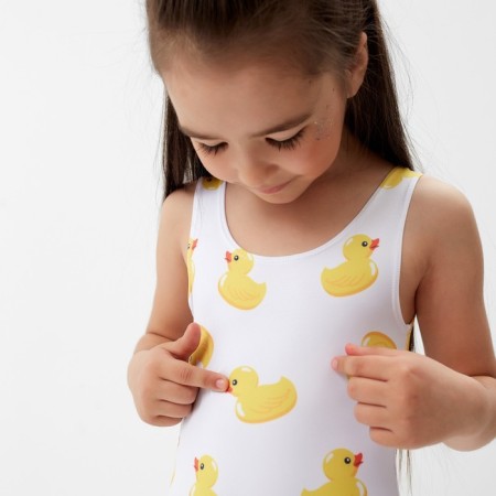 Baby swimsuit KAFTAN "Ducks", height 122-128 cm, white-2