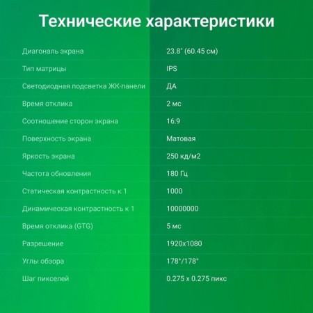 Монитор Digma 23.8" Overdrive 24P511F черный IPS LED 2ms 16:9 HDMI матовая 250cd 178гр/178г 106855-8